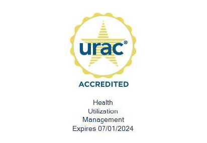 URAC Accredited Health Utilization Management Badge for Amplifon Hearing Health Care, expires 7/1/2024