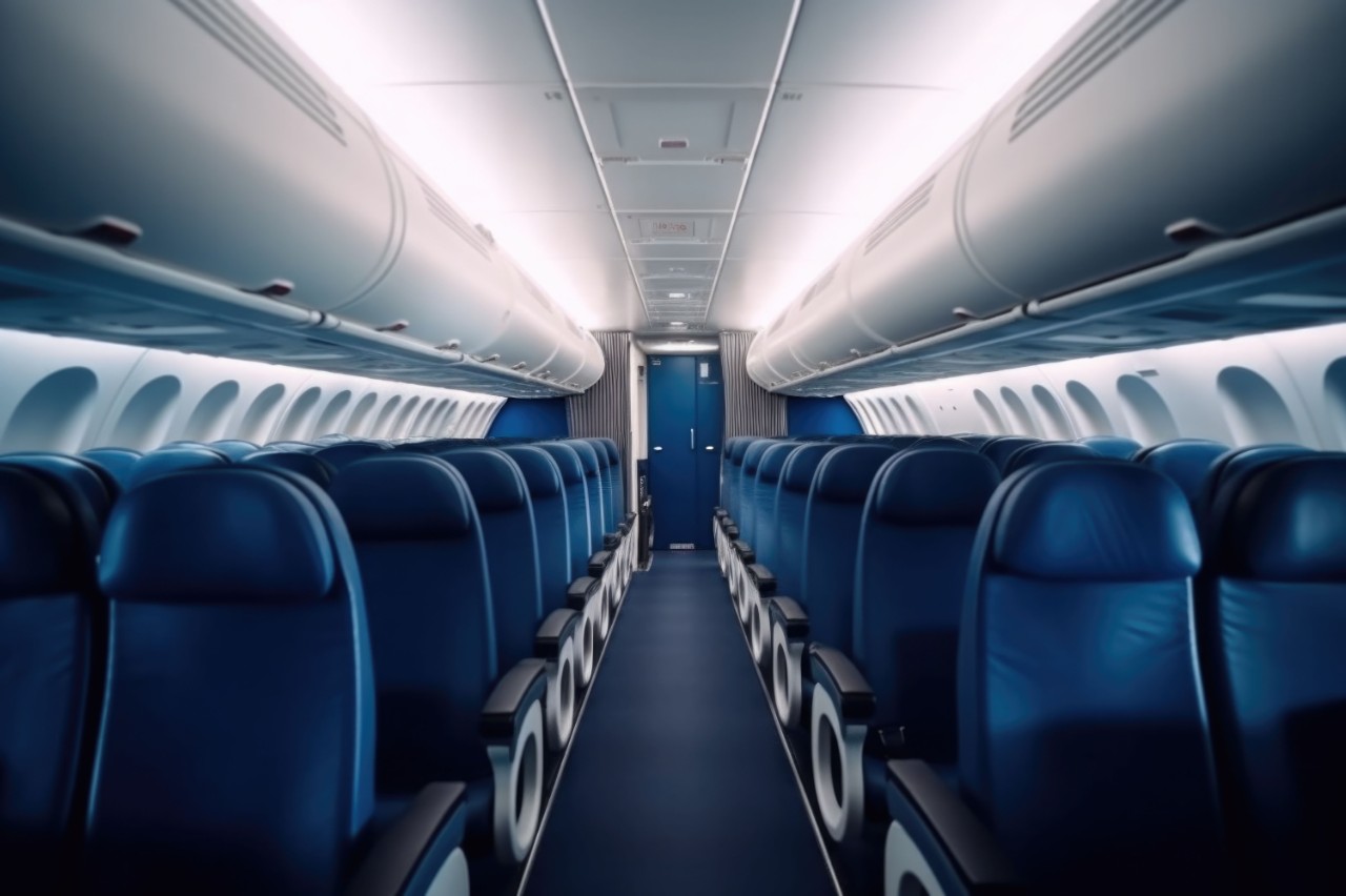 Airplane seats empty