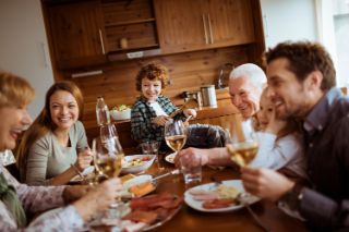 Large family having lunch together