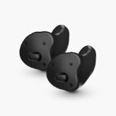 Two black ITC Ampli Energy hearing aids