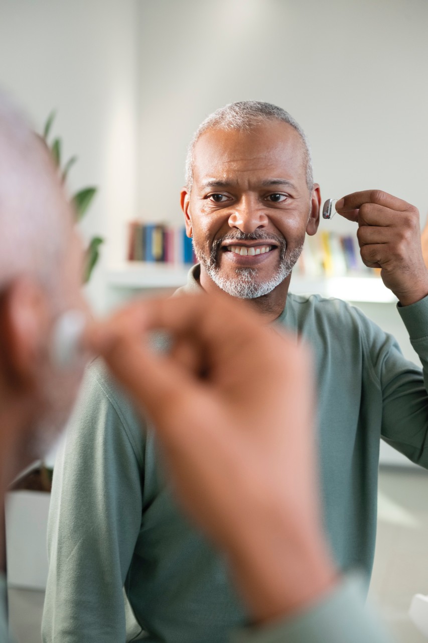 Male with hearing aid 