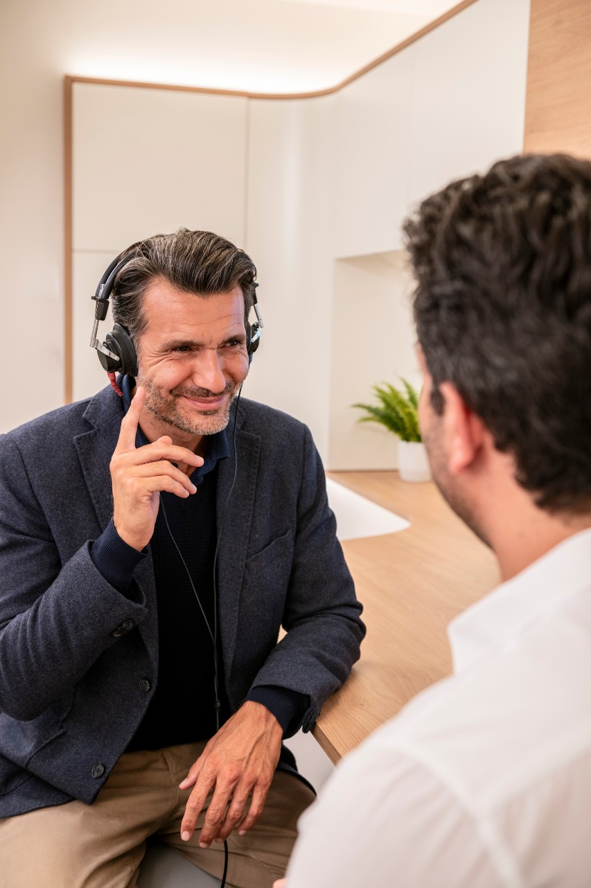 Man getting hearing tested