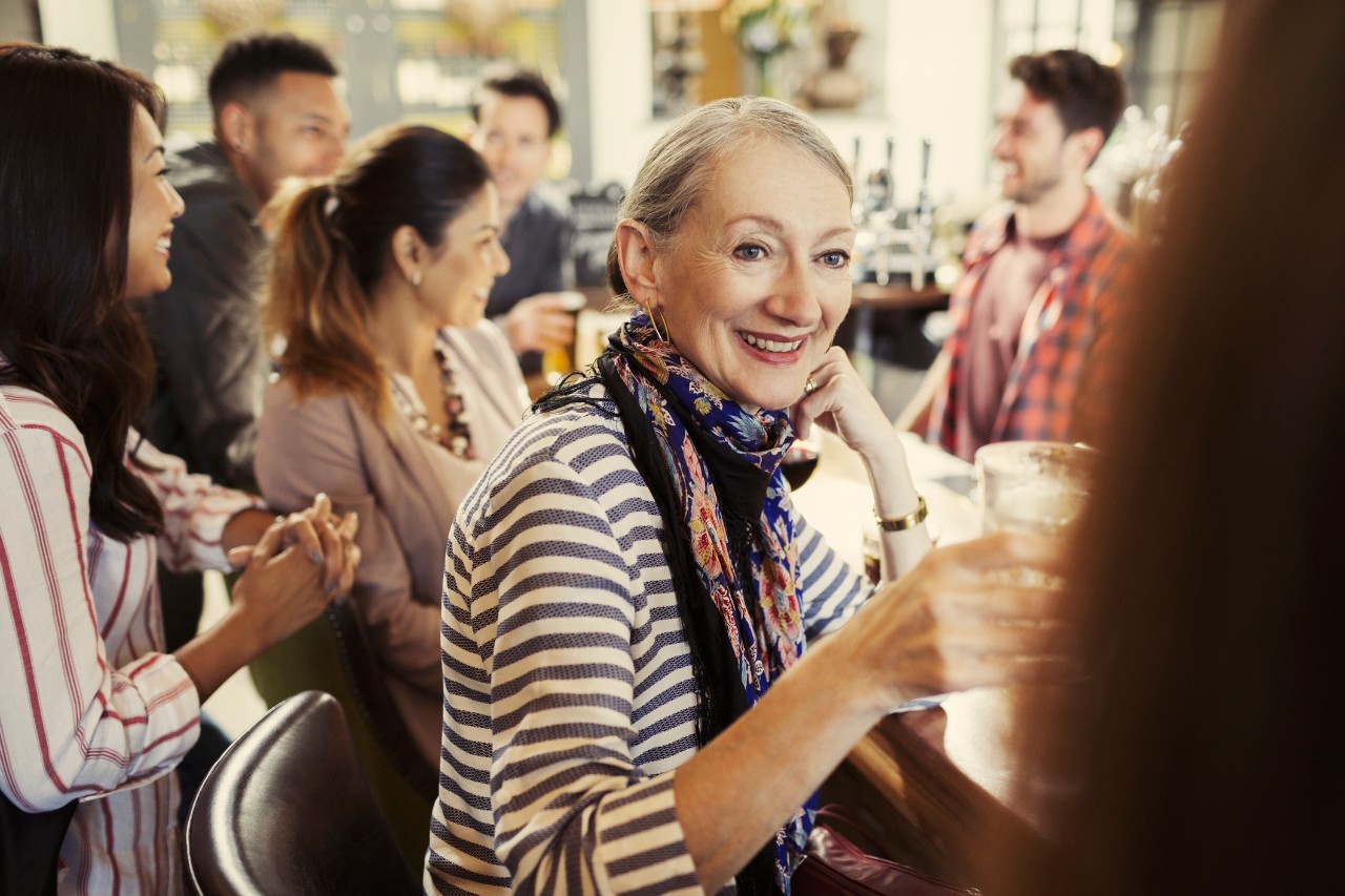 Woman drinking beer